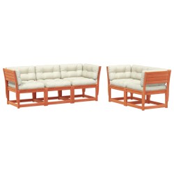 vidaXL Set de sofás jardín 5 pzas con cojines madera pino marrón cera