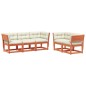 vidaXL Set de sofás jardín 5 pzas con cojines madera pino marrón cera
