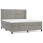 vidaXL Cama box spring con colchón terciopelo gris claro 160x200 cm vidaXL Cama box spring con colchón terciopelo gris claro 160x200 cm