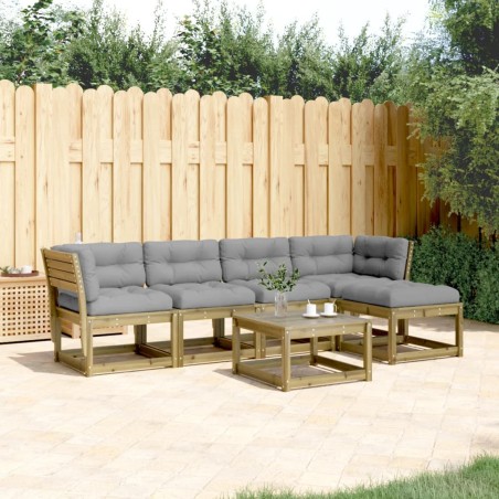 vidaXL Set de sofás jardín 5 pzas con cojines madera pino impregnada
