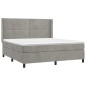 vidaXL Cama box spring con colchón terciopelo gris claro 160x200 cm vidaXL Cama box spring con colchón terciopelo gris claro 160x200 cm