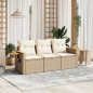 vidaXL Juego de sofás de jardín con cojines beige 3 pzas ratán PE vidaXL Juego de sofás de jardín con cojines beige 3 pzas ratán PE