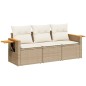 vidaXL Juego de sofás de jardín con cojines beige 3 pzas ratán PE vidaXL Juego de sofás de jardín con cojines beige 3 pzas ratán PE
