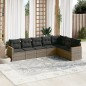 vidaXL Set de sofás de jardín 7 piezas con cojines ratán PE gris vidaXL Set de sofás de jardín 7 piezas con cojines ratán PE gris