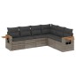 vidaXL Set de muebles de jardín 6 pzas y cojines ratán sintético gris