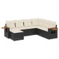 vidaXL Set de comedor de jardín 7 pzas y cojines ratán sintético negro vidaXL Set de comedor de jardín 7 pzas y cojines ratán sintético negro