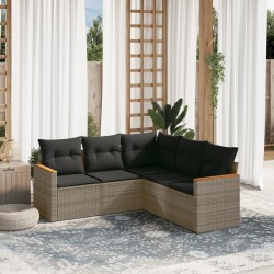 vidaXL Juego de sofás jardín con cojines 5 pzas ratán sintético gris