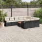 vidaXL Set de sofás de jardín 11 pzas y cojines ratán sintético negro vidaXL Set de sofás de jardín 11 pzas y cojines ratán sintético negro