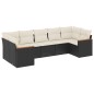 vidaXL Set de comedor de jardín 7 pzas y cojines ratán sintético negro