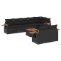 vidaXL Set de sofás de jardín 8 piezas y cojines ratán sintético negro vidaXL Set de sofás de jardín 8 piezas y cojines ratán sintético negro