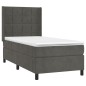 vidaXL Cama box spring con colchón terciopelo gris oscuro 90x190 cm vidaXL Cama box spring con colchón terciopelo gris oscuro 90x190 cm