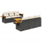 vidaXL Set de comedor de jardín 7 pzas y cojines ratán sintético negro vidaXL Set de comedor de jardín 7 pzas y cojines ratán sintético negro