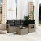 vidaXL Juego de sofás jardín con cojines 5 pzas ratán sintético gris vidaXL Juego de sofás jardín con cojines 5 pzas ratán sintético gris