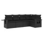 vidaXL Set de muebles de jardín 5 pzas y cojines ratán sintético negro vidaXL Set de muebles de jardín 5 pzas y cojines ratán sintético negro