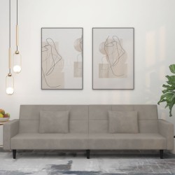 vidaXL Sofá cama de 2 plazas con dos almohadas terciopelo gris claro