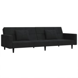 vidaXL Sofá cama de 2 plazas con dos almohadas terciopelo negro