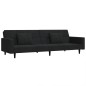 vidaXL Sofá cama de 2 plazas con dos almohadas terciopelo negro