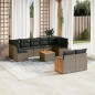 vidaXL Set de sofás de jardín 10 pzas con cojines ratán sintético gris vidaXL Set de sofás de jardín 10 pzas con cojines ratán sintético gris