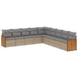 vidaXL Set de sofás de jardín 9 pzas con cojines ratán sintético beige