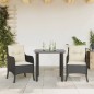 vidaXL Set comedor de jardín 3 pzas con cojines ratán sintético negro vidaXL Set comedor de jardín 3 pzas con cojines ratán sintético negro