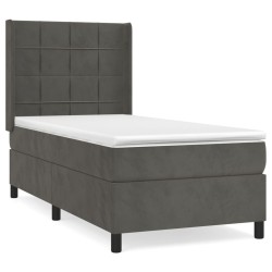 vidaXL Cama box spring con colchón terciopelo gris oscuro 80x200 cm