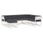 vidaXL Set muebles jardín 7 pzas con cojines madera maciza pino blanco vidaXL Set muebles jardín 7 pzas con cojines madera maciza pino blanco