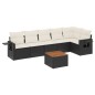 vidaXL Set de comedor de jardín 7 pzas y cojines ratán sintético negro vidaXL Set de comedor de jardín 7 pzas y cojines ratán sintético negro