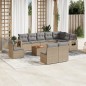 vidaXL Juego de sofás jardín con cojines beige mezcla 11 pzas ratán PE vidaXL Juego de sofás jardín con cojines beige mezcla 11 pzas ratán PE