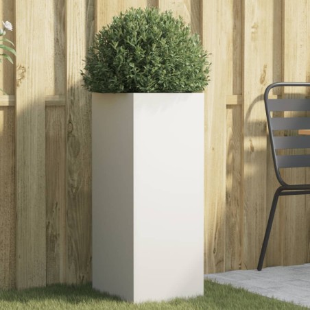 vidaXL Jardinera de acero laminado en frío blanco 32x27,5x75 cm