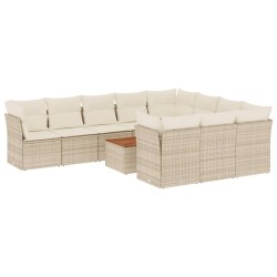 vidaXL Set de sofás de jardín 11pzas con cojines ratán sintético beige