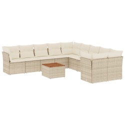 vidaXL Set de sofás de jardín 11pzas con cojines ratán sintético beige