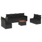 vidaXL Set de sofás de jardín 8 piezas y cojines ratán sintético negro vidaXL Set de sofás de jardín 8 piezas y cojines ratán sintético negro