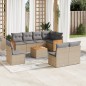 vidaXL Set de sofás de jardín 9 pzas con cojines ratán sintético beige vidaXL Set de sofás de jardín 9 pzas con cojines ratán sintético beige