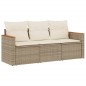 vidaXL Juego de sofás de jardín con cojines beige 3 pzas ratán PE vidaXL Juego de sofás de jardín con cojines beige 3 pzas ratán PE