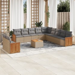 vidaXL Set de sofás de jardín 12 pzas y cojines ratán sintético marrón