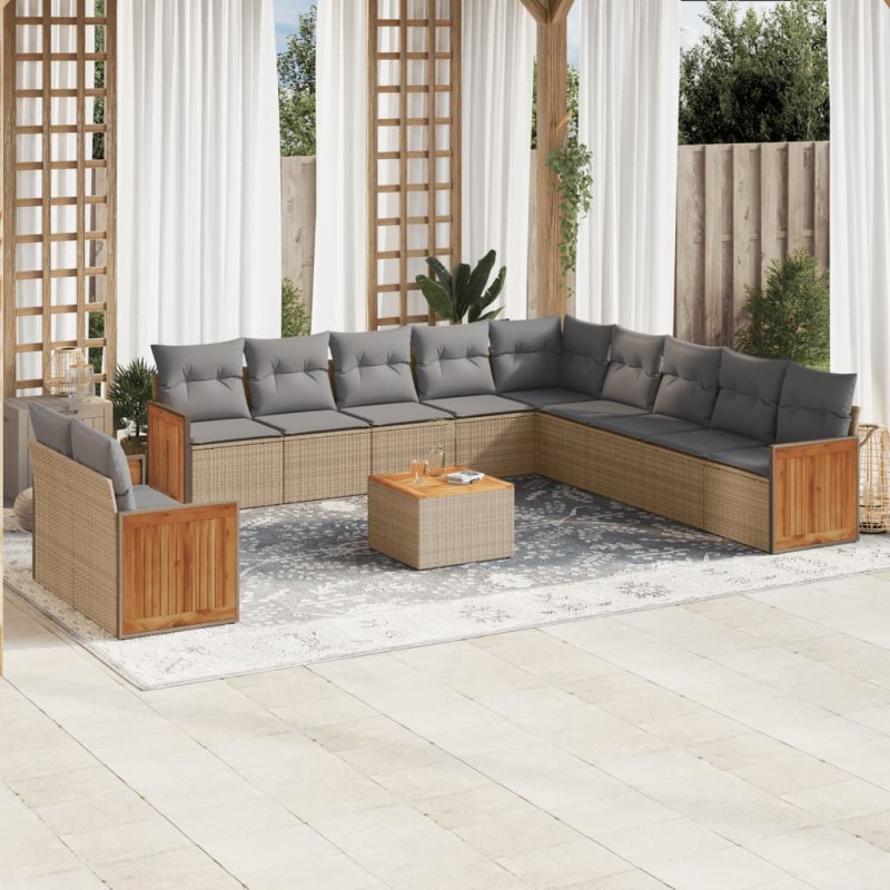 vidaXL Set de sofás de jardín 12 pzas y cojines ratán sintético marrón