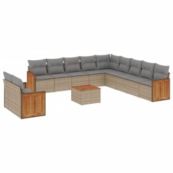 vidaXL Set de sofás de jardín 12 pzas y cojines ratán sintético marrón