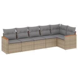 vidaXL Juego de sofás jardín con cojines 6 pzas ratán sintético beige