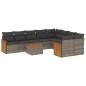 vidaXL Set de sofás de jardín 10 pzas con cojines ratán sintético gris vidaXL Set de sofás de jardín 10 pzas con cojines ratán sintético gris