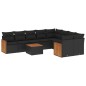 vidaXL Set de sofás de jardín 10 pzas cojines ratán sintético negro vidaXL Set de sofás de jardín 10 pzas cojines ratán sintético negro
