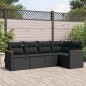 vidaXL Set de muebles de jardín 5 pzas y cojines ratán sintético negro vidaXL Set de muebles de jardín 5 pzas y cojines ratán sintético negro