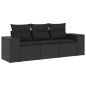 vidaXL Set de sofás de jardín con cojines 3 pzas ratán sintético negro vidaXL Set de sofás de jardín con cojines 3 pzas ratán sintético negro