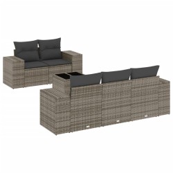 vidaXL Set de muebles de jardín 6 pzas y cojines ratán sintético gris