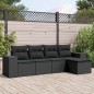 vidaXL Set de muebles de jardín 5 pzas y cojines ratán sintético negro vidaXL Set de muebles de jardín 5 pzas y cojines ratán sintético negro