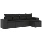 vidaXL Set de muebles de jardín 5 pzas y cojines ratán sintético negro vidaXL Set de muebles de jardín 5 pzas y cojines ratán sintético negro