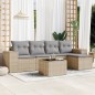 vidaXL Juego de sofás jardín con cojines 6 pzas ratán sintético beige