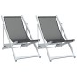 vidaXL Sillas de playa plegables 2 unidades aluminio y textilene gris vidaXL Sillas de playa plegables 2 unidades aluminio y textilene gris