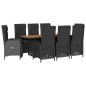 vidaXL Set de comedor de jardín 9 pzas y cojines ratán sintético negro vidaXL Set de comedor de jardín 9 pzas y cojines ratán sintético negro