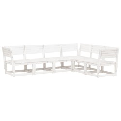 vidaXL Juego de sofás de jardín 6 piezas madera maciza pino blanco