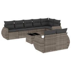 vidaXL Set de muebles de jardín 9 pzas y cojines ratán sintético gris